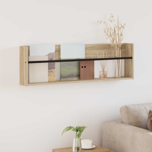 vidaXL Magazin állvány polcokkal Sonoma tölgy 100 x 12 x 30 cm Faanyag