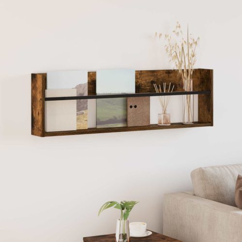 vidaXL Magazin állvány Füstölt tölgy 100 x 12 x 30 cm Faanyag