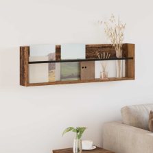   vidaXL Magazin állvány polcokkal Öreg fa 100 x 12 x 30 cm Faanyag