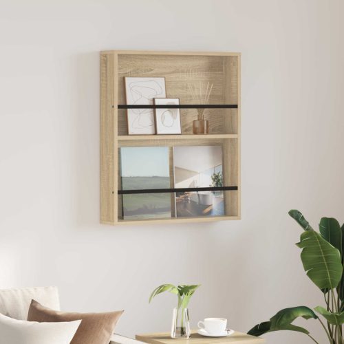 vidaXL Magazin állvány polcokkal Sonoma tölgy 60 x 12 x 70 cm Faanyag