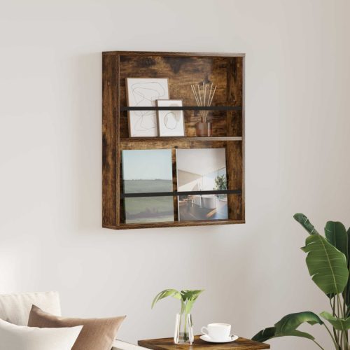 vidaXL Magazin állvány polcokkal Füstölt tölgy 60 x 12 x 70 cm Faanyag
