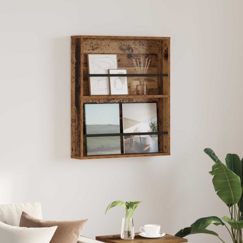 vidaXL Magazin állvány polcokkal Öreg fa 60 x 12 x 70 cm Faanyag