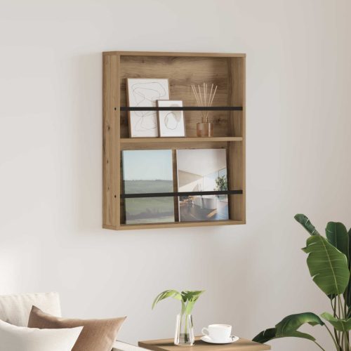 vidaXL Magazin állvány polcokkal Artisan tölgy 60 x 12 x 70 cm Faanyag