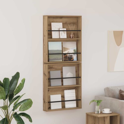 vidaXL Magazin állvány 2 pcs Artisan tölgy 60 x 12 x 70 cm Faanyag