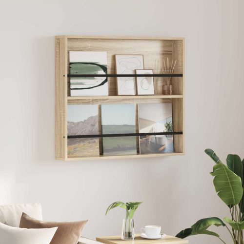 vidaXL Magazin állvány polcokkal Sonoma tölgy 80 x 12 x 70 cm Faanyag