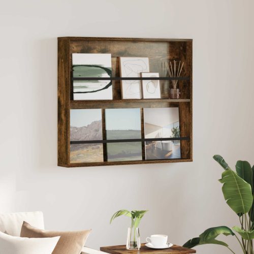 vidaXL Magazin állvány polcokkal Füstölt tölgy 80 x 12 x 70 cm Faanyag