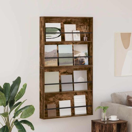 vidaXL Magazin állvány 2 pcs Füstölt tölgy 80 x 12 x 70 cm Faanyag