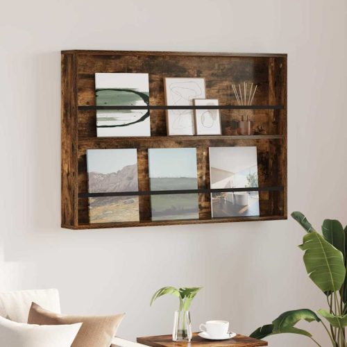 vidaXL Magazin állvány Füstölt tölgy 100 x 12 x 70 cm Faanyag