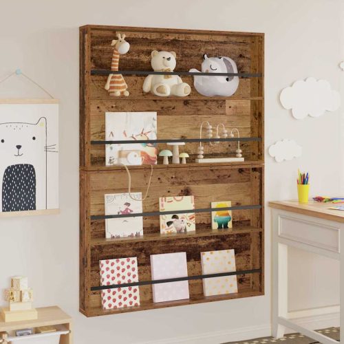 vidaXL Magazin állvány 2 pcs Öreg fa 100 x 12 x 70 cm Faanyag