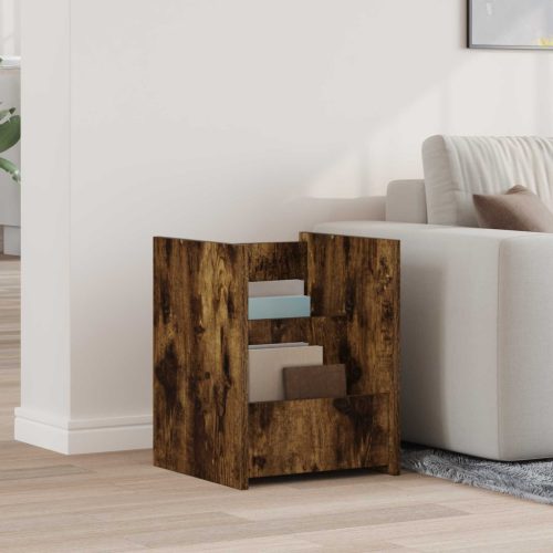 vidaXL Magazin állvány polcokkal Füstölt tölgy 35 x 35 x 45 cm Faanyag