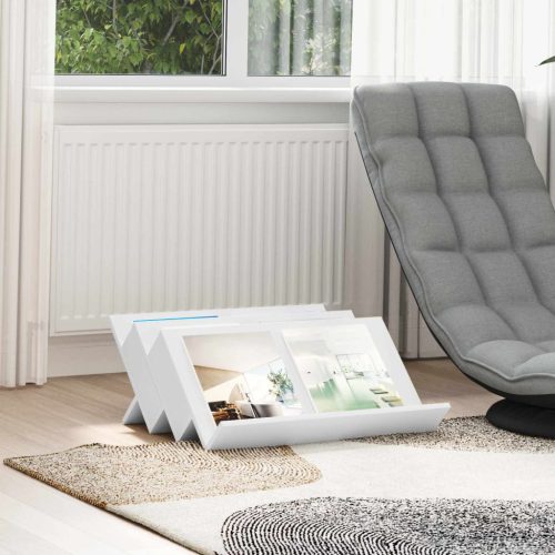 vidaXL Magazin állvány polcokkal Fehér 65 x 53 x 28,5 cm Faanyag