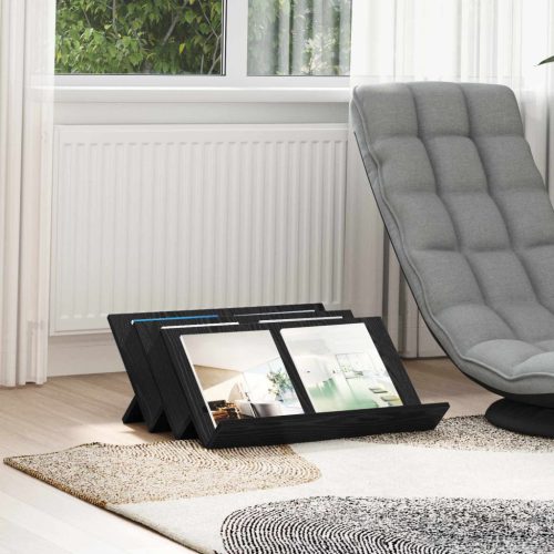 vidaXL Magazin állvány Fekete tölgy 65 x 53 x 28,5 cm Faanyag