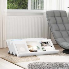   vidaXL Magazin állvány polcokkal Fehér 90 x 53 x 28,5 cm Faanyag