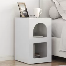   vidaXL Éjjeli asztal Magas Fényű Fehér 29,5 x 33,5 x 50 cm Faanyag