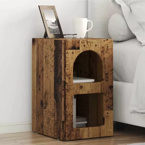 vidaXL Éjjeli asztal 2 pcs Öreg fa 29,5 x 33,5 x 50 cm Faanyag