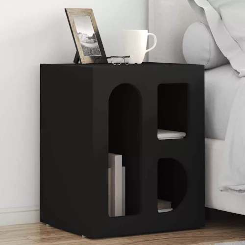 vidaXL Éjjeli asztal 2 pcs Fekete 40 x 35 x 50 cm Faanyag
