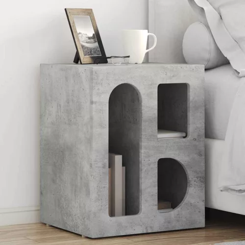 vidaXL Éjjeli asztal 2 pcs Beton Szürke 40 x 35 x 50 cm Faanyag