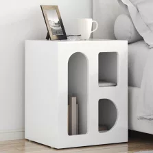   vidaXL Éjjeli asztal Magas Fényű Fehér 40 x 35 x 50 cm Faanyag