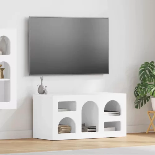 vidaXL TV szekrény Magas Fényű Fehér 80 x 35 x 40 cm Faanyag