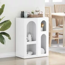 vidaXL Széf Magas Fényű Fehér 59 x 35 x 80.5 cm Faanyag