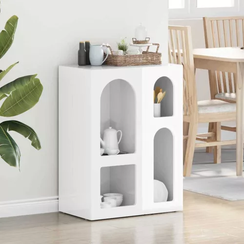 vidaXL Széf Magas Fényű Fehér 59 x 35 x 80.5 cm Faanyag