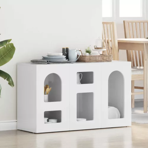 vidaXL Széf Magas Fényű Fehér 100 x 35 x 59 cm Faanyag