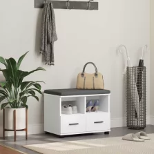   vidaXL Előtér pad Fehér 60 x 38 x 46 cm Fűrészpor és Kárpit Anyag