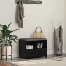   vidaXL Előtér pad párnával fiókkal Fekete tölgy 60 x 38 x 46 cm