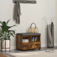   vidaXL Előtér pad párnával fiókkal Füstölt tölgy 60 x 38 x 46 cm