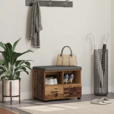   vidaXL Előtér pad Öreg fa 60 x 38 x 46 cm Fűrészpor és Kárpit Anyag