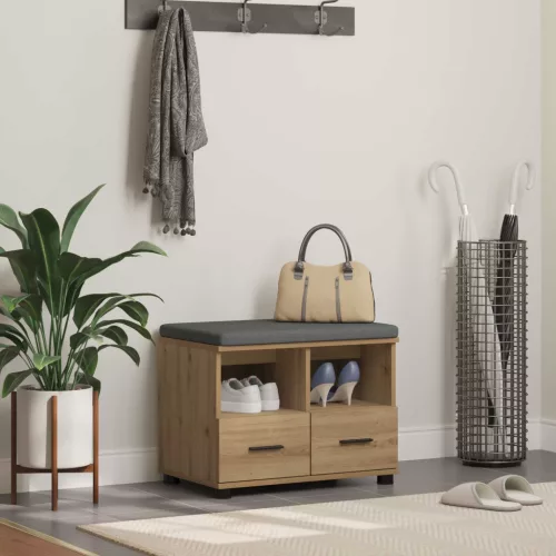 vidaXL Előtér pad párnával fiókkal Artisan tölgy 60 x 38 x 46 cm