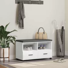   vidaXL Előtér pad Fehér 80 x 38 x 46 cm Fűrészpor és Kárpit Anyag