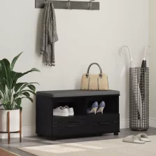   vidaXL Előtér pad párnával fiókkal Fekete tölgy 80 x 38 x 46 cm