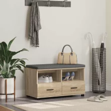   vidaXL Előtér pad párnával fiókkal Sonoma tölgy 80 x 38 x 46 cm