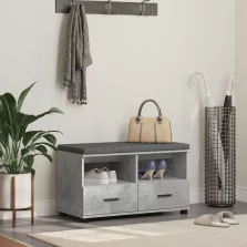   vidaXL Előtér pad párnával fiókkal Beton Szürke 80 x 38 x 46 cm