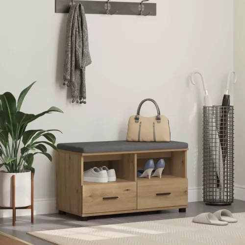 vidaXL Előtér pad párnával fiókkal Artisan tölgy 80 x 38 x 46 cm