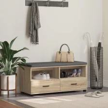   vidaXL Előtér pad párnával fiókkal Sonoma tölgy 100 x 38 x 46 cm