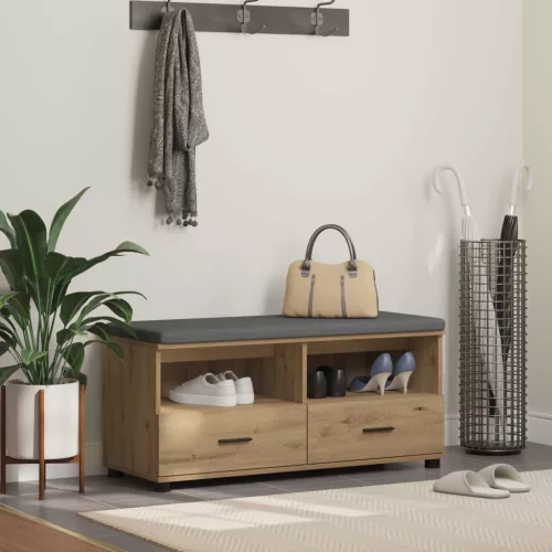 vidaXL Előtér pad párnával fiókkal Artisan tölgy 100 x 38 x 46 cm