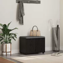   vidaXL Előtér pad párnával tárolóval Fekete tölgy 60 x 38 x 46 cm