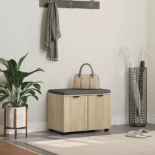   vidaXL Előtér pad párnával tárolóval Sonoma tölgy 60 x 38 x 46 cm