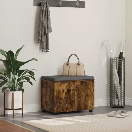 vidaXL Előtér pad párnával tárolóval Füstölt tölgy 60 x 38 x 46 cm