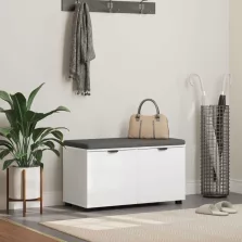   vidaXL Előtér pad párnával tárolóval ajtóval Fehér 80 x 46 x 46 cm