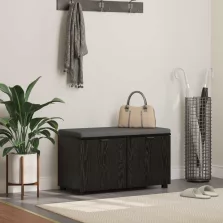   vidaXL Előtér pad párnával tárolóval Fekete tölgy 80 x 46 x 46 cm