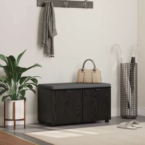 vidaXL Előtér pad párnával tárolóval Fekete tölgy 80 x 46 x 46 cm