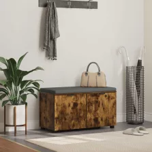   vidaXL Előtér pad párnával tárolóval Füstölt tölgy 80 x 46 x 46 cm