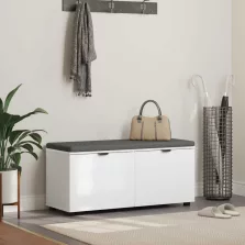   vidaXL Előtér pad párnával tárolóval ajtóval Fehér 100 x 38 x 46 cm