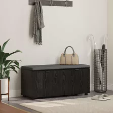   vidaXL Előtér pad párnával tárolóval Fekete tölgy 100 x 38 x 46 cm