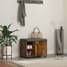   vidaXL Előtér pad párnával Egyszínű Füstölt tölgy 60 x 38 x 46 cm