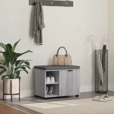   vidaXL Előtér pad párnával Egyszínű Szürke Sonoma 60 x 38 x 46 cm