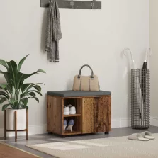   vidaXL Előtér pad párnával Egyszínű Öreg fa 60 x 38 x 46 cm